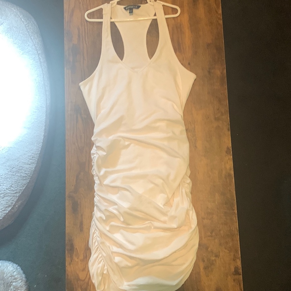 Express size small, White,  Body-con,  Racerback, Ruched dress